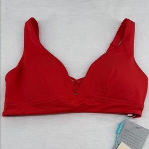 Sea Level Swim Top Wm 6 Orange Long Line Triangle Bra Macrame Detail Bikini